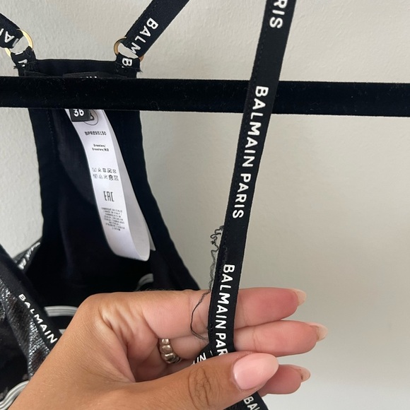 Balmain Laminated Ribbed Silver Bra - Picture 5 of 6